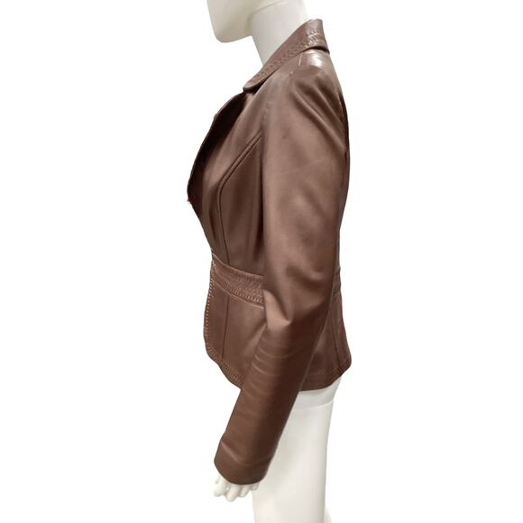 Vintage Cache Jacket Women’s Size S 100% Lamb Leather Metallic Hue Brown - Picture 3 of 6